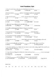 English Worksheet: Hotel Vocabulary Quiz