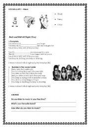 English Worksheet: ROCK AND ROLL ALL NIGHT _KISS