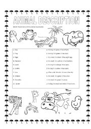 English Worksheet: Animal description.