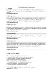 English Worksheet: Mathematical Operations