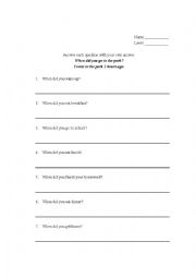 English Worksheet: When did you...?
