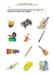 English Worksheet: musical instruments vocabulary