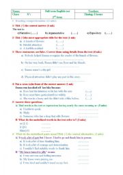 Full Term Test for second formers(useful for Tunisian teachers)