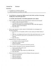 English Worksheet: Listening Task