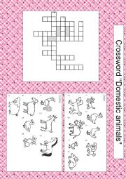 English Worksheet: Domestic animals crossword (with key)