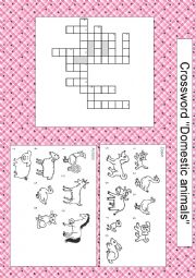 Domestic animals crossword (with key)