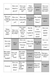 English Worksheet: Present Perfect Board Game