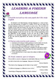 English Worksheet: LEARNING A FOREIGN LANGUAGE