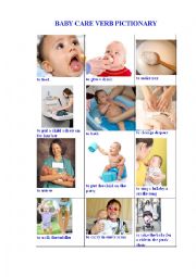 Baby Care Verbs Pictionary 2