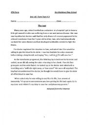 English Worksheet: third term exam 9th form