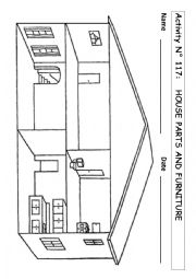 English Worksheet: HOUSE PARTS AND FURNITURE