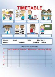 English Worksheet: Timetable