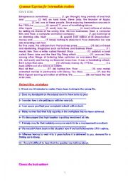 English Worksheet: Grammar for intermediate students