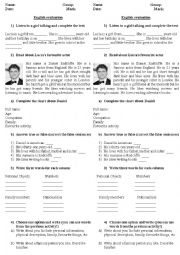 English Worksheet: Evaluation of basic language