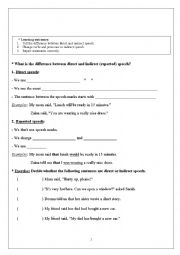 English Worksheet: Reported Speech