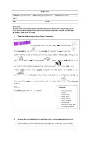 English Worksheet: Peters weekend.