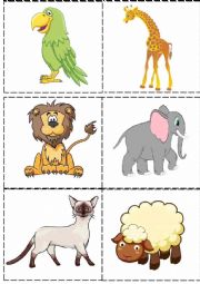 English Worksheet: Memory Game (18 Animals)