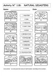 English Worksheet: NATURAL DISASTERS