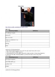 English Worksheet: Steve Jobs video