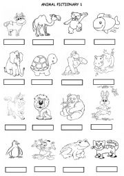 English Worksheet: ANIMAL PICTIONARY  / MAKING FLASHCARDS