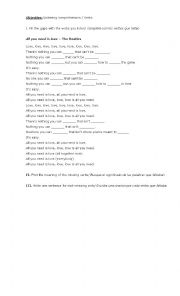 English Worksheet: song 