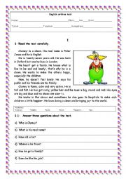 English Worksheet: Test 5th grade