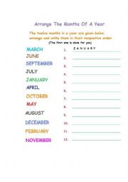 English Worksheet: Months