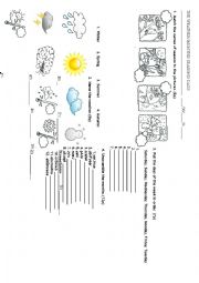 English Worksheet: The weather - exercises for children
