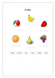 English Worksheet: Fruits