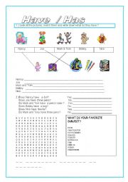 English Worksheet: Have/has Classroom objects