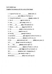 English Worksheet: Past Simple mixed regular and irregular test