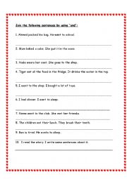 English Worksheet: joining sentences using 