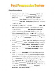 English Worksheet: PAST POGRESSIVE REVIEW