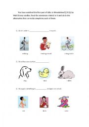 English Worksheet: Alice in Wonderland- after watching the film...