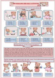 English Worksheet: Mrs. Bear and her daily activities( part one)