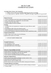 English Worksheet: IELTS Class Evaluation