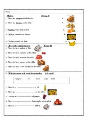 English Worksheet: food