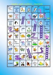 English Worksheet: SNAKE AND LADDER ANIMALS