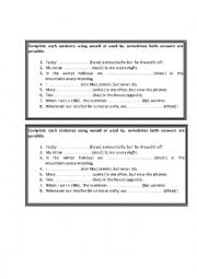 English Worksheet: Used to Would