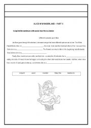 English Worksheet: Alice in Wonderland- Complete the Sentences