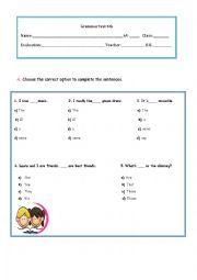 English Worksheet:  global grammar test 6th