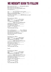 English Worksheet: Bon Jovi - We werent born to follow