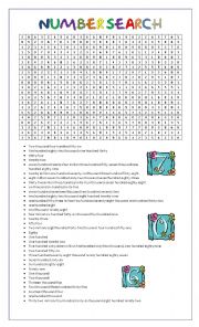 English Worksheet: Number search