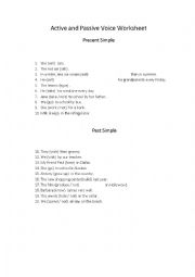 English Worksheet: Active and Passive Voice Worksheet