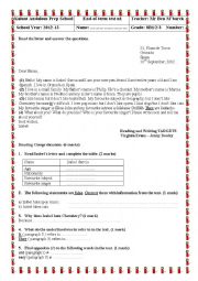 English Worksheet: end-of-term test1