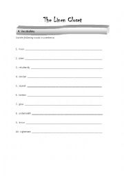 English Worksheet: The Linen Closet