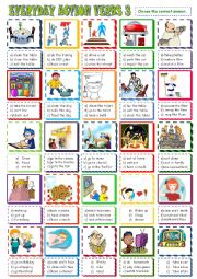 English Worksheet: EVERYDAY  ACTION VERBS/MULTIPLE CHOICE ACTIVITY 3