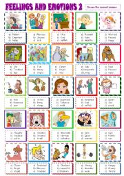 English Worksheet: Feelings and emtions: multiple choice 2