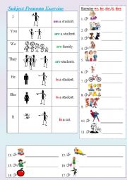 English Worksheet: Subject pronoun through pictures