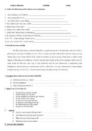 English Worksheet: exam simple present jobs prepositions of time can 